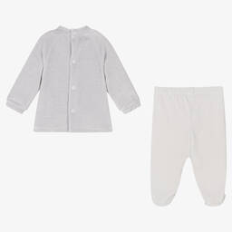 Babidu-Grey Velour 2 Piece Babygrow | Childrensalon Outlet