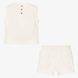 Babidu-Ivory Cotton Shorts Set | Childrensalon Outlet