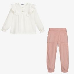 Babidu-Ivory & Pink Trouser Set | Childrensalon Outlet