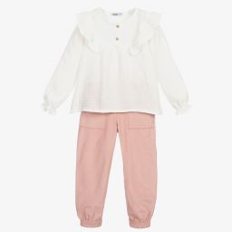 Babidu-Ivory & Pink Trouser Set | Childrensalon Outlet
