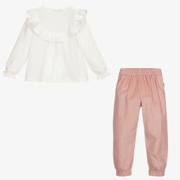 Babidu-Ivory & Pink Trouser Set | Childrensalon Outlet