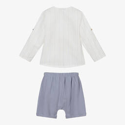Babidu-Ivory Shirt & Blue Shorts Set  | Childrensalon Outlet