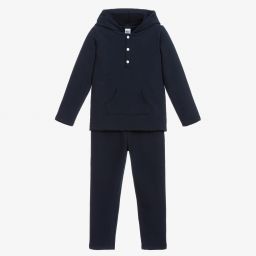 Babidu-Navy Blue Cotton Tracksuit | Childrensalon Outlet