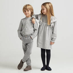 Babidu-Navy Blue Striped Cotton Dress | Childrensalon Outlet