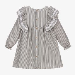 Babidu-Navy Blue Striped Cotton Dress | Childrensalon Outlet