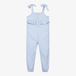 Babidu-Бледно-голубой хлопковый комбинезон для малышей | Childrensalon Outlet