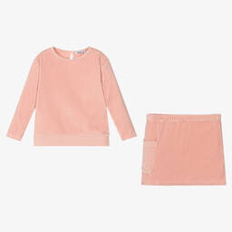 Babidu-Pink Cotton Corduroy Skirt Set | Childrensalon Outlet