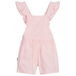 Babidu-Pink Cotton Dungaree Shorts | Childrensalon Outlet