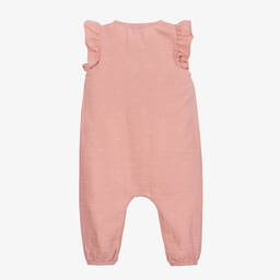 Babidu-Pink Cotton Jumpsuit | Childrensalon Outlet