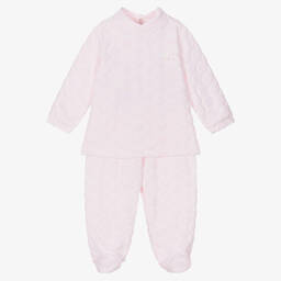 Babidu-Pink Velour 2 Piece Babygrow | Childrensalon Outlet