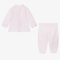 Babidu-Pink Velour 2 Piece Babygrow | Childrensalon Outlet
