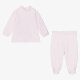 Babidu-Pink Velour 2 Piece Babygrow | Childrensalon Outlet