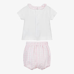Babidu-Комплект белого и розового цвета с шортами для малышей | Childrensalon Outlet