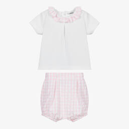 Babidu-Комплект белого и розового цвета с шортами для малышей | Childrensalon Outlet