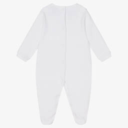 Babidu-White Cotton Velour Babygrow | Childrensalon Outlet