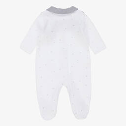 Babidu-White & Grey Cotton Babygrow | Childrensalon Outlet