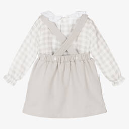 Babidu-White & Grey Cotton Skirt Set | Childrensalon Outlet