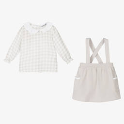 Babidu-White & Grey Cotton Skirt Set | Childrensalon Outlet