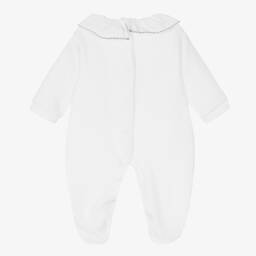 Babidu-White & Grey Velour Babygrow | Childrensalon Outlet