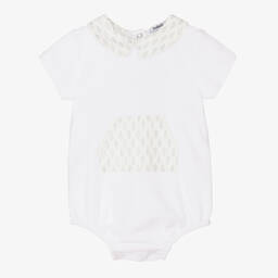 Babidu-Белый хлопковый песочник с сотами | Childrensalon Outlet