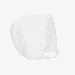 Babidu-White Knitted Baby Bonnet | Childrensalon Outlet