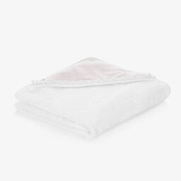 بابيدو -منشفة هودي قطن لون أبيض وزهري (100 سم) | Childrensalon Outlet