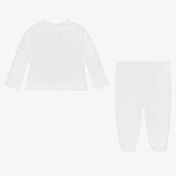 Babidu-White Quilted Cotton 2 Piece Babygrow | Childrensalon Outlet