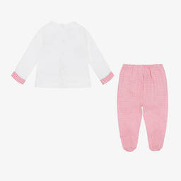 Babidu-White & Red Gingham 2 Piece Babygrow | Childrensalon Outlet