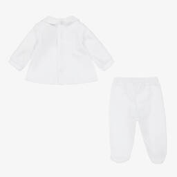 Babidu-White Velour 2 Piece Babygrow | Childrensalon Outlet