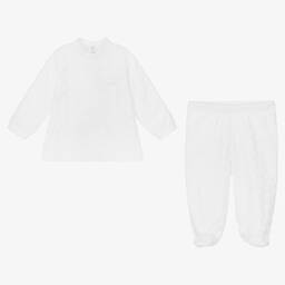 Babidu-White Velour 2 Piece Babygrow | Childrensalon Outlet
