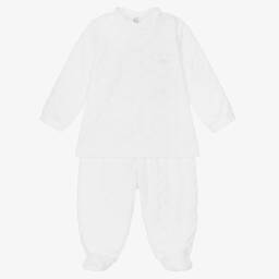Babidu-White Velour 2 Piece Babygrow | Childrensalon Outlet