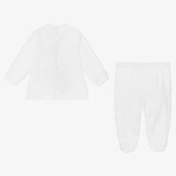 Babidu-White Velour 2 Piece Babygrow | Childrensalon Outlet