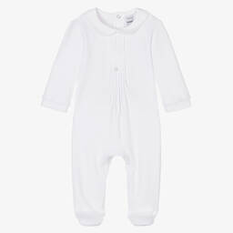 Babidu-White Velour Babygrow | Childrensalon Outlet