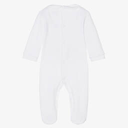 Babidu-White Velour Babygrow | Childrensalon Outlet