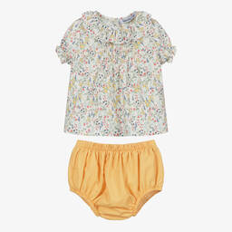 Babidu-Yellow Cotton Shorts Set | Childrensalon Outlet