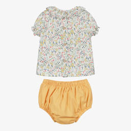 Babidu-Yellow Cotton Shorts Set | Childrensalon Outlet