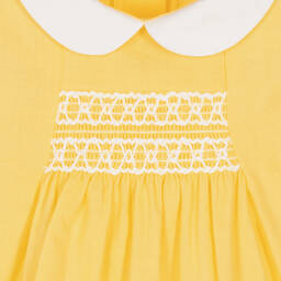Babidu- Yellow Cotton Smocked Shorts Set | Childrensalon Outlet