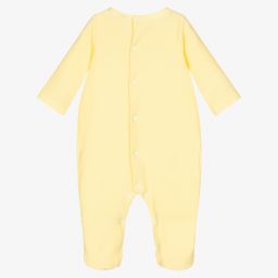 Babidu-Yellow Cotton Waffle Babygrow | Childrensalon Outlet