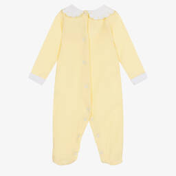 Babidu-Желто-белый хлопковый комбинезон | Childrensalon Outlet