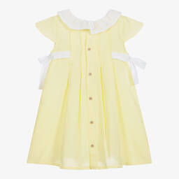 Babidu-Хлопковое платье белого и желтого цвета | Childrensalon Outlet