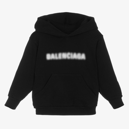 Balenciaga Black Cotton Logo Hoodie Childrensalon Outlet