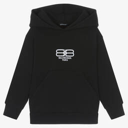 Balenciaga-Black Cotton Logo Hoodie | Childrensalon Outlet