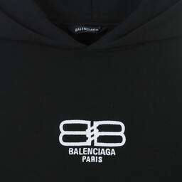 Balenciaga-Black Cotton Logo Hoodie | Childrensalon Outlet
