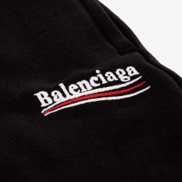 Balenciaga-Black Cotton Logo Shorts | Childrensalon Outlet