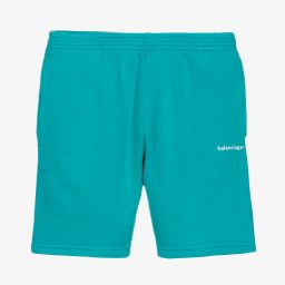 Balenciaga-Blue Cotton Logo Shorts | Childrensalon Outlet