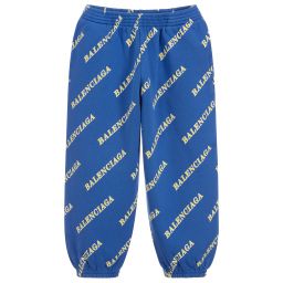 Balenciaga-Blue Logo Printed Joggers | Childrensalon Outlet