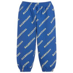 Balenciaga-Blue Logo Printed Joggers | Childrensalon Outlet