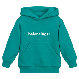 Balenciaga-Зеленая худи из хлопка с логотипом | Childrensalon Outlet