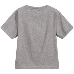Balenciaga-Grey Cotton Flag Logo T-Shirt | Childrensalon Outlet