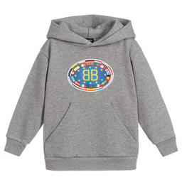 Balenciaga-Grey Cotton Logo Hoodie | Childrensalon Outlet